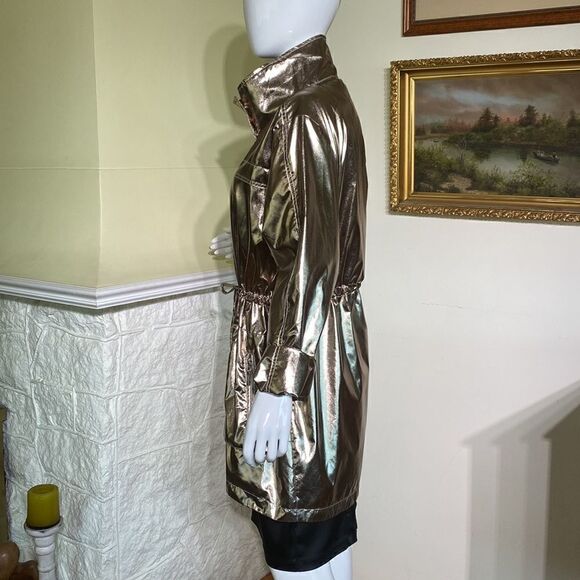 Joseph Ribkoff Foiled Gold Metallic Trench Coat - Picture 4 of 16